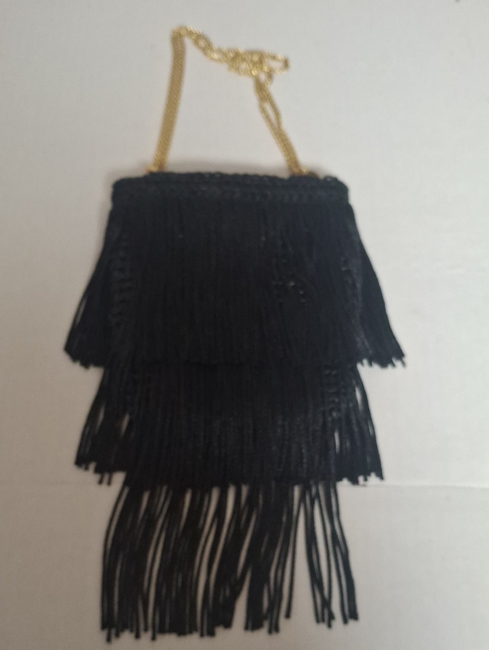 Vintage 60s Black Cellophane Fringe Flapper Bag Japan